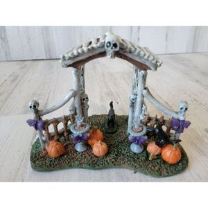 Lemax skeleton gateway cat pumpkin Halloween accessory village
